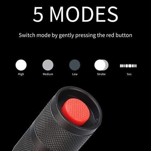 LED Emergency Handheld Flashlight with Adjustable Focus, Water Resistant, 5 Modes, Best Tactical