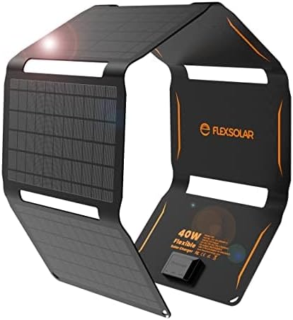 FlexSolar 40W Foldable Solar Panel Charger with USB-C and USB-A Outputs for Phones, Power Banks