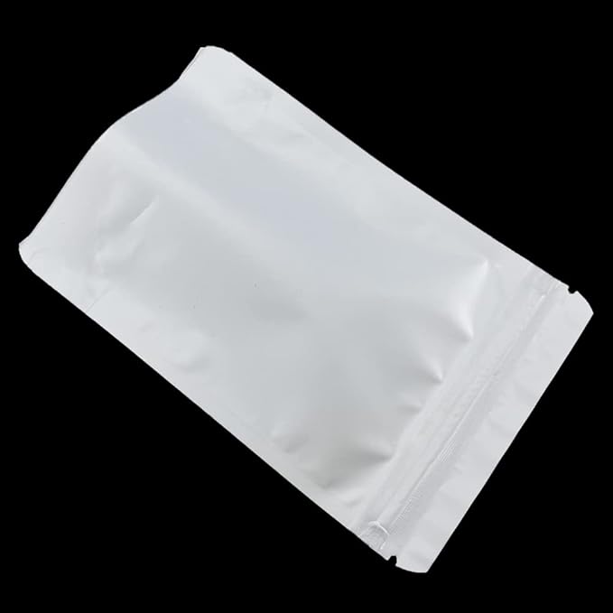 PABCK Stand-Up Resealable Heat Seal Bags 3.55mil Thick Frosted White Foil Sealed Bags 50 Pieces