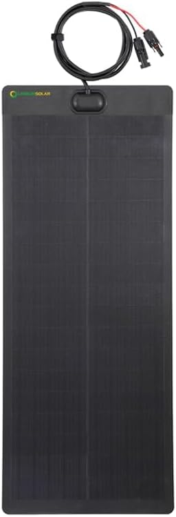 LensunSolar 50W Full Black Flexible Solar Panel, 34x14in, Waterproof Lightweight with Highest
