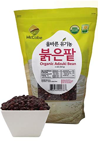 McCabe Organic Adzuki Bean - Dried Small Red Beans 2 lb (32oz) Pack of 2 | USDA and CCOF Certified