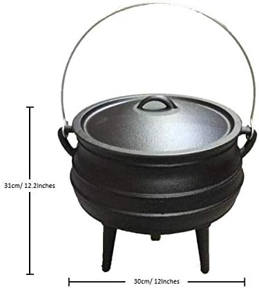 Cuisiland 10QT Cast Iron Potjie Cauldron Pot with Lid & 3 Legs – Pre-Seasoned South African-Style