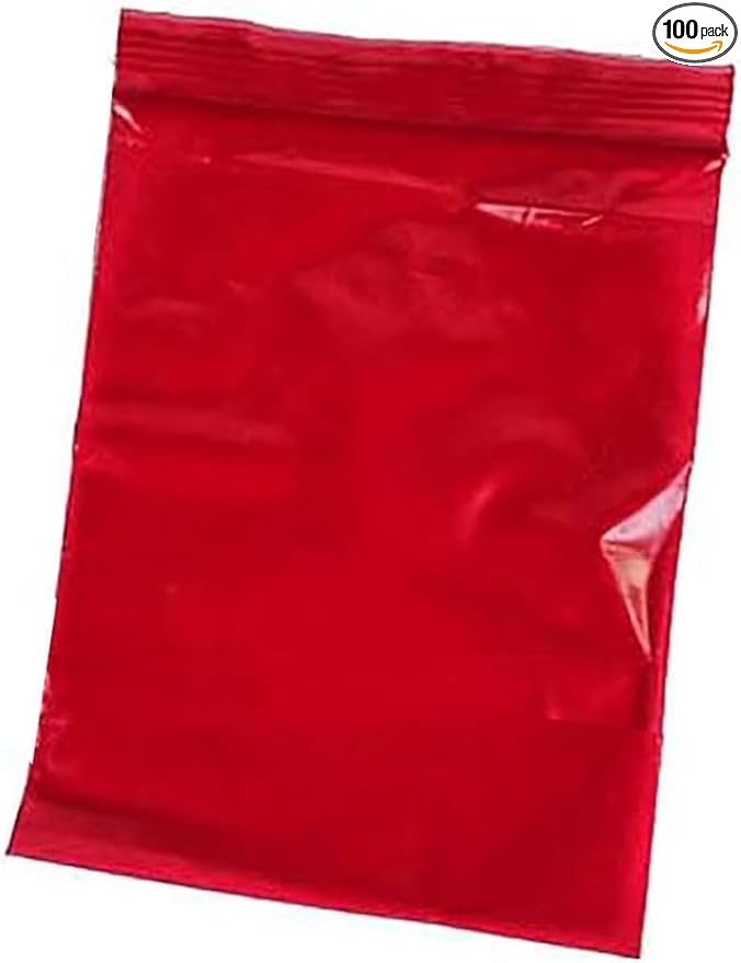 uGems 8" x 10" Red 100 Resealable Plastic Bags Durable Storage for Crafts, Tools, Office Supplies