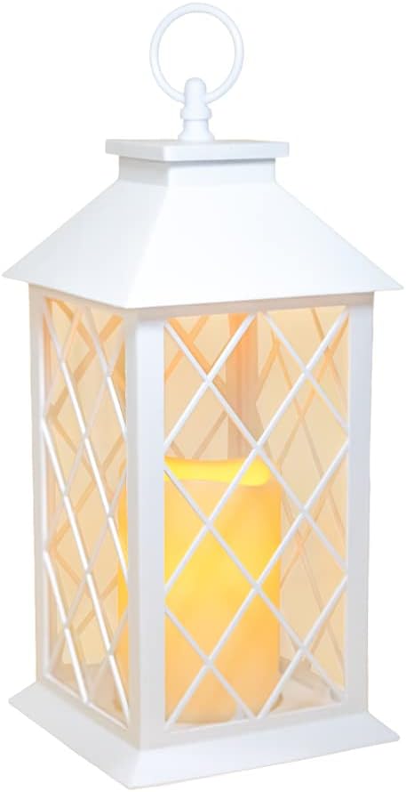 YAKii 13" Decorative Candle Lantern with LED Flameless Candle and Timer, Plastic LED Candle &