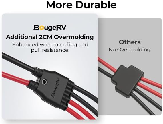 BougeRV Solar Parallel Connectors for 2 Solar Panels, 2 to 4 Y Branch 10AWG Adapter Splitter Cable