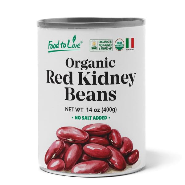 Food to Live Organic Italian Red Kidney Beans, 14 oz (Pack of 1) ??Unsalted, Non-GMO, Vegan. Ready