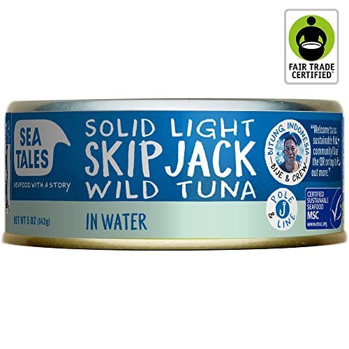 Sea Tales Solid Light Skipjack Canned Tuna in Water - 100% Pole & Line Wild Sustainably Caught