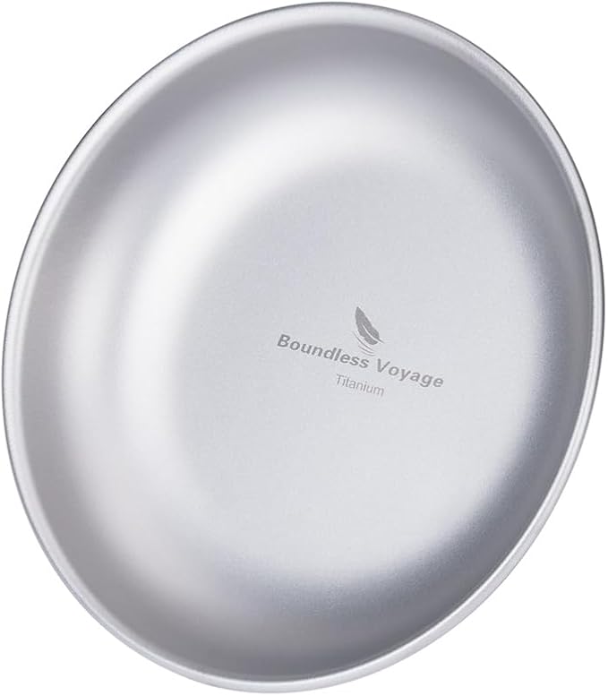 Boundless Voyage Titanium Camping Plate Dishes Saucer Lightweight Round Dinnerware Set Stackable