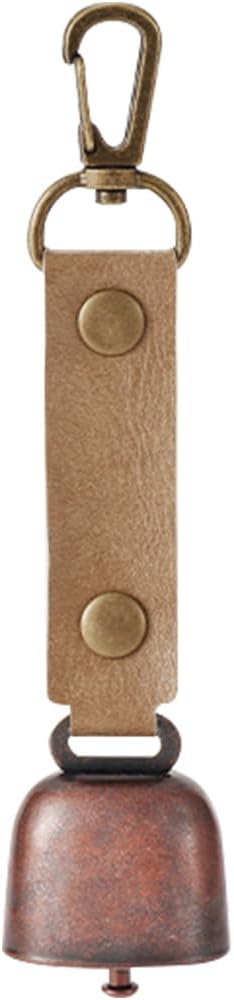Hiking Bear Bell with Leather Strap, Vintage Magnetic Camping Bell with Carabiner Clip for Camping