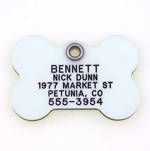 LuckyPet Glow in The Dark Dog ID Tag - Durable Custom Tags for Pets - Silent Personalized Pet