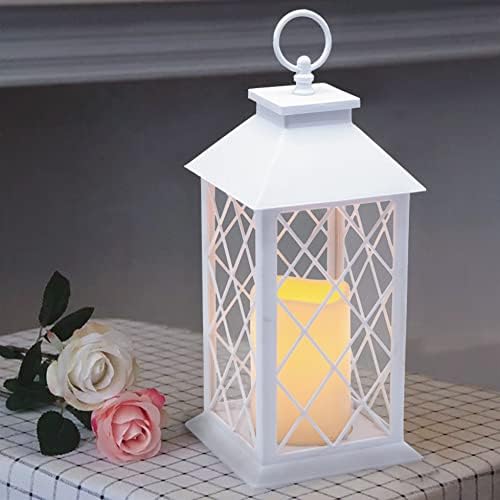 YAKii 13" Decorative Candle Lantern with LED Flameless Candle and Timer, Plastic LED Candle &