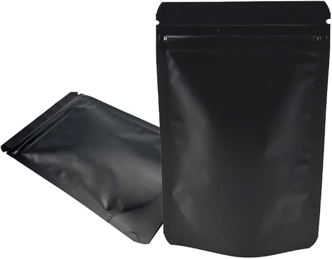 PABCK Stand-Up Resealable Heat Seal Bags 3.55mil Thick Mylar Frosted Black Foil Sealed Bags 50