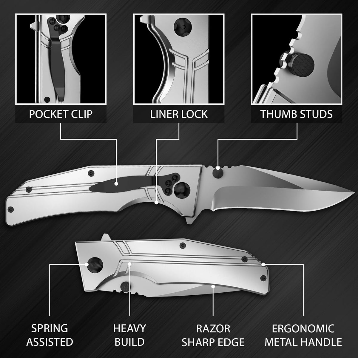 EDC Folding Pocket Knife – Aluminum Handle Utility Blade with Pocket Clip for Camping & Everyday
