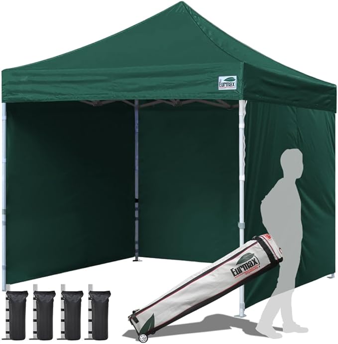 Eurmax USA 10'x10' Pop-up Canopy Tent Commercial Instant Canopies with 4 Removable Zipper End Side