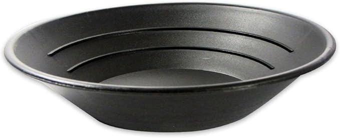 SE 14 Inch Gold Panning Pan - Three Riffles for Easier Mining and Prospecting (Single Black)