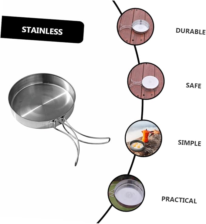 VANZACK Outdoor Pan Camping Cooking Pot Backpacking Cookware Outdoor Cookware Cooking Pan Camp Bbq