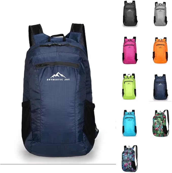Authentic Joy 20L Water Resistant Lightweight Hiking Daypack, Packable Backpack, Multiple Colors