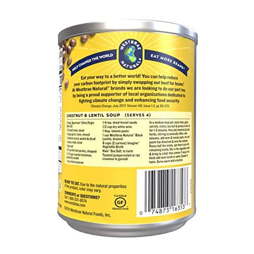 WESTBRAE 15 oz Natural Organic Black Lentils, No Salt Added, Source of Plant Based Protein and