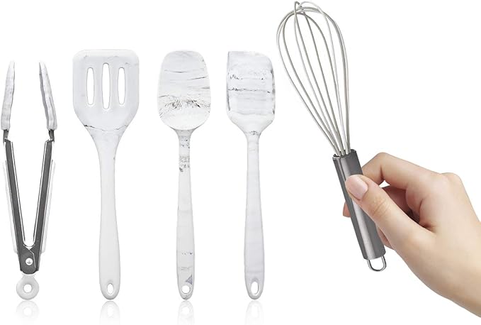 COOK WITH COLOR Silicone Cooking Utensils, Kitchen Utensil Set, Easy to Clean Silicone Kitchen