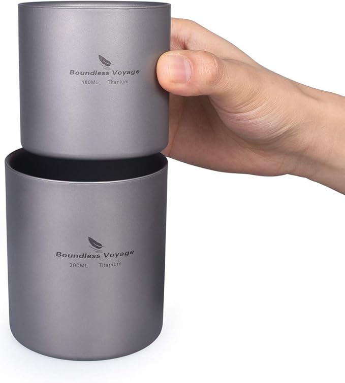 Boundless Voyage 3 in 1 Double Walled Titanium Cup Heat Resistant Mini Tea Drink Cup Outdoor