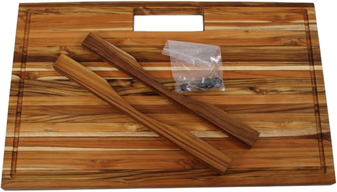 EcoDecors, Teak Edge Grain Cutting Board 29"x18", Solid FSC Teakwood Butcher Block with Juice