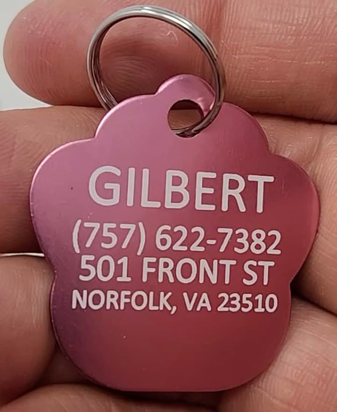 Dr. Fremont's Custom Pet Tag | Large, Paw | Many Colors & Shapes | Strong Anodized Aluminum | Made