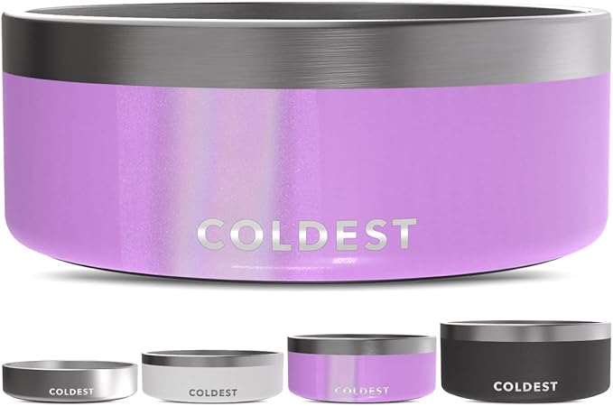 Coldest Dog Bowl - Anti Rust Metal, Non Slip, 3 Layers Insulated Stainless Steel Dog Bowls - Spill