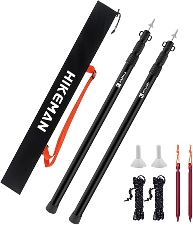 HIKEMAN Tent Poles Camping Poles for Tarp Awning Canopy Porch Sun Sails Tarpaulin Headroom