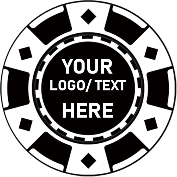 100 Custom Plastic Poker Chips, Print with Personalized Text, for Texas Hold'em Poker, Card Club or