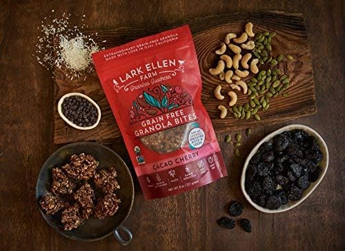 Lark Ellen Farm Cacao Cherry Grain-Free Granola Clusters, Organic Vegan Nut and Seed Mix