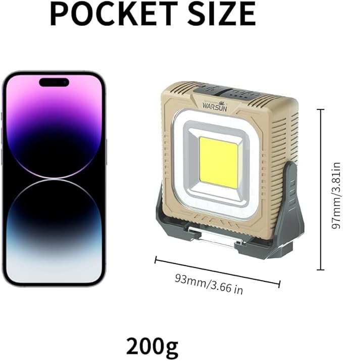 WARSUN Rechargeable LED Camping Lantern Mini Tripod Work Light 6 Modes, 1000 LM High Lumens