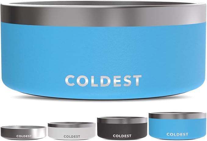 Coldest Dog Bowl - Anti Rust Metal, Non Slip, 3 Layers Insulated Stainless Steel Dog Bowls - Spill
