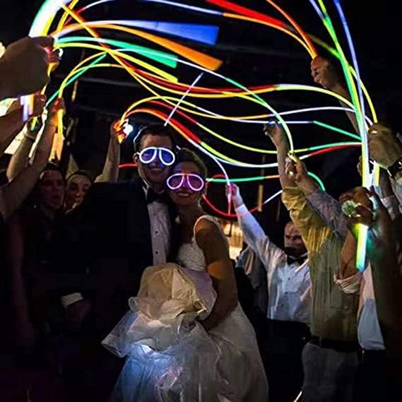 Glow Fever Glow Sticks Bulk 100ct 22'' Glow Necklaces with Connectors, Neon Light Sticks for Party
