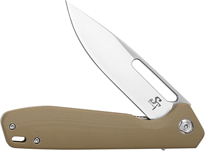 Sitivien ST801 Folding Knife,8Cr18Mov Steel Blade with G10 Handle Pocket Knife EDC Tool Knife for