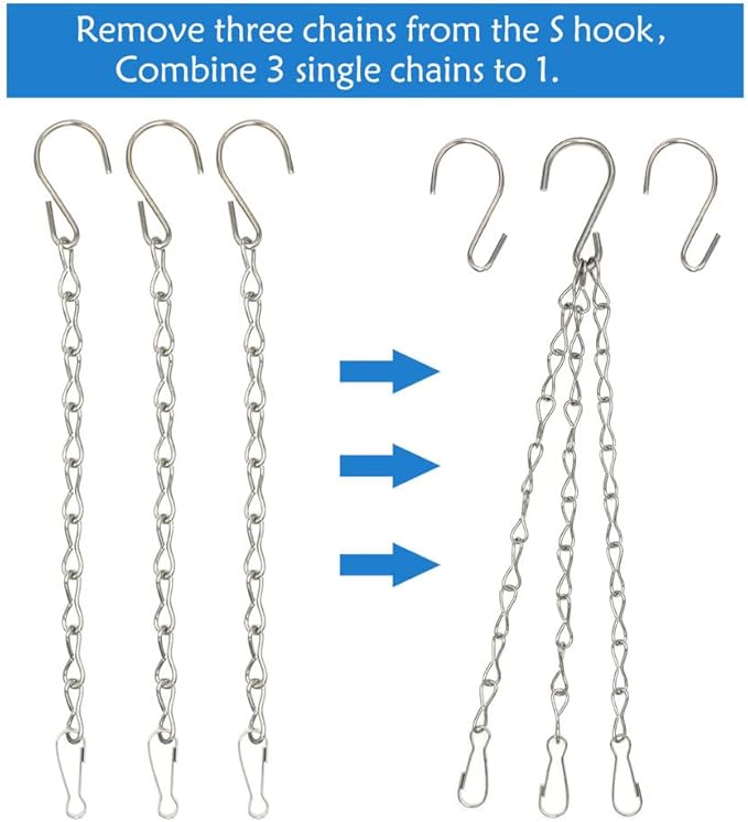 YINGFENG 6 Pack 19.7 Inch Silver Hanging Chain for Hanging Bird Feeders, Bird Houses, Planters