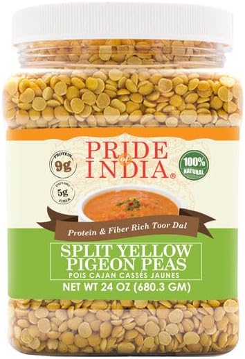 Pride Of India - PACK of 6 - Indian Split Yellow Pigeon Peas - Protein & Fiber Rich Toor (Arahar)