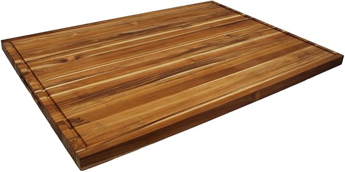 EcoDecors, XXL Teak Cutting Board 40"x28", Reversible Solid Teak Wood Edge Grain Carving Board with