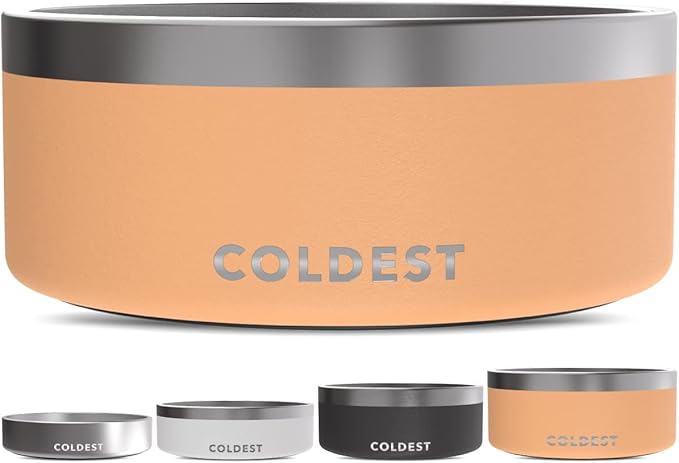 Coldest Dog Bowl - Anti Rust Metal, Non Slip, 3 Layers Insulated Stainless Steel Dog Bowls - Spill