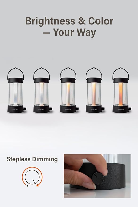 Lantern - Rechargeable LED Camping Lantern, Vintage 360° Dimmable Light , 4000mAh Power Bank, High