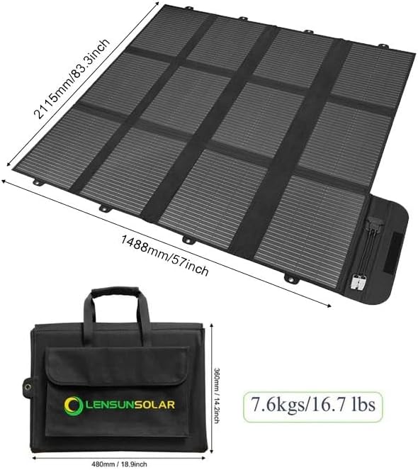 LensunSolar 300W 12V Portable Solar Panel Blanket with Anderson Connectors for Solar Generator