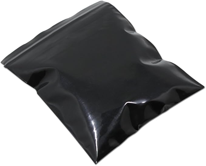 PABCK 100 Pieces Black Reclosable Zip Bags 5.1mil Thickness Poly Plastic Packaging Resealable