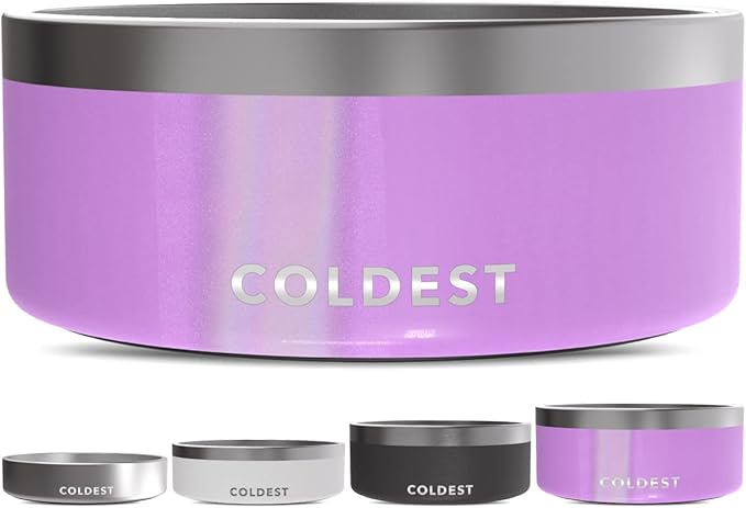Coldest Dog Bowl - Anti Rust Metal, Non Slip, 3 Layers Insulated Stainless Steel Dog Bowls - Spill