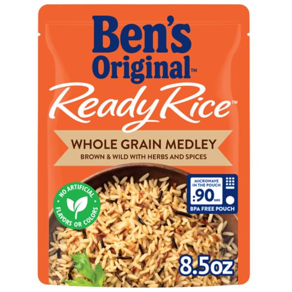 BEN'S ORIGINAL Ready Rice Whole Grain Medley Flavored Rice, Easy Dinner Side, 8.5 Oz Pouch (Pack of
