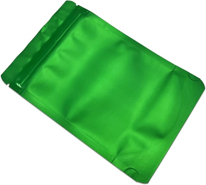 PABCK Stand-Up Resealable Heat Seal Bags 3.55mil Thick Frosted Green Foil Sealed Bags 50 Pieces
