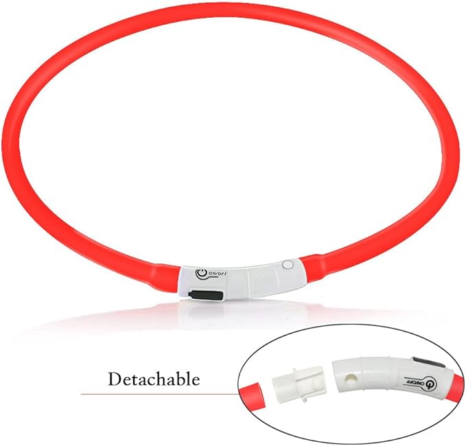 LED Dog Collar,USB Rechargeable Glowing Dog Collars, Light Up Collar Improved Pet Safety