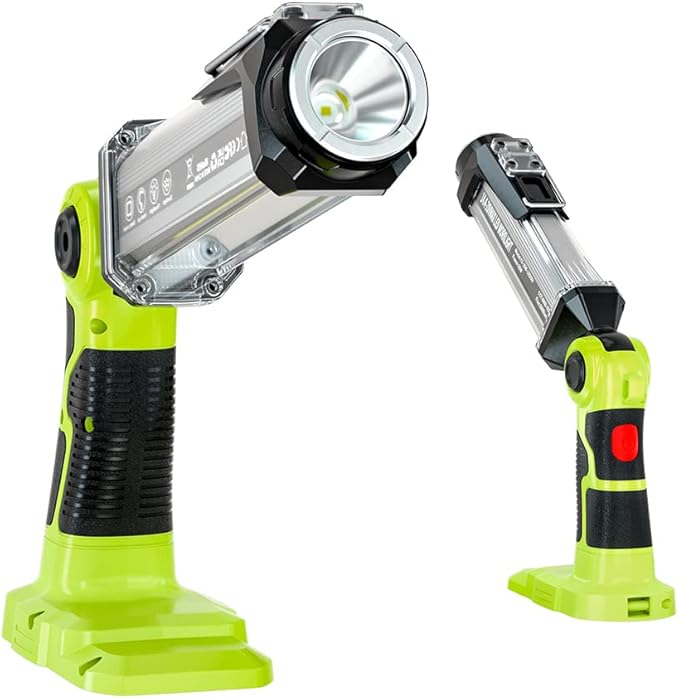 YEX-BUR Flashlight for Ryobi 18V Battery, 25W 2000LM LED Work Light, Portable Floodlights, Camping