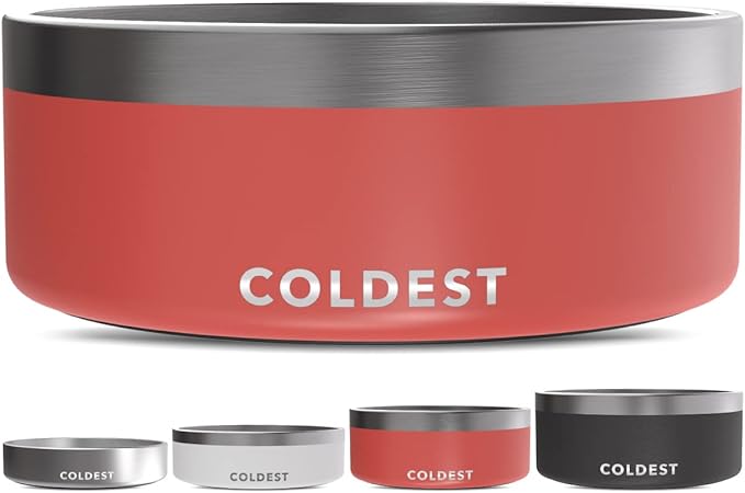 Coldest Dog Bowl - Anti Rust Metal, Non Slip, 3 Layers Insulated Stainless Steel Dog Bowls - Spill