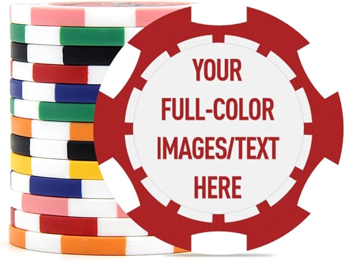 40mm Custom Poker Chips with Your Text,Logo or Design for Weddings, Anniversaries, Parties
