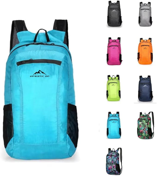 Authentic Joy 20L Water Resistant Lightweight Hiking Daypack, Packable Backpack, Multiple Colors