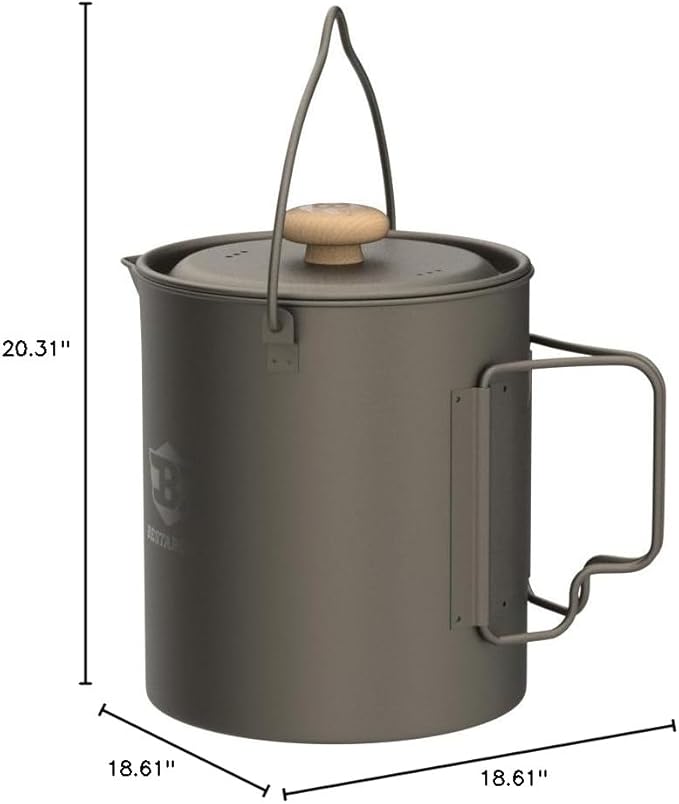 Bestargot Titanium Pot 750ml, Portable French Press | Ultralight Camping Pot for Coffee, Cooking &